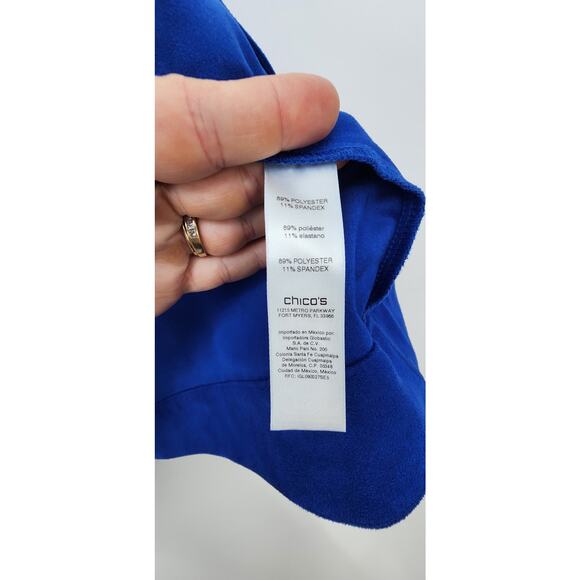 Chico's Faux Suede Blue Moto Style Jacket Size 3 Petite XL 16 - Picture 8 of 9